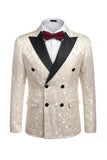 Costumes de mariage noirs double boutonnage à double boutonnage imprimé pour hommes