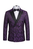 Costumes de mariage noirs double boutonnage à double boutonnage imprimé pour hommes