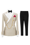 Costumes de bal double boutonnage Champagne Peak pour hommes à revers de 2 pièces
