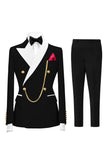 Costumes de bal double boutonnage Champagne Peak pour hommes à revers de 2 pièces