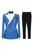 Costumes de bal double boutonnage Champagne Peak pour hommes à revers de 2 pièces