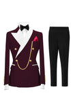 Costumes de bal double boutonnage Champagne Peak pour hommes à revers de 2 pièces
