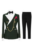 Costumes de bal double boutonnage Champagne Peak pour hommes à revers de 2 pièces
