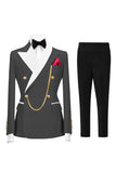 Costumes de bal double boutonnage Champagne Peak pour hommes à revers de 2 pièces