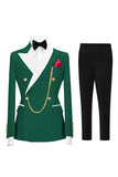 Costumes de bal double boutonnage Champagne Peak pour hommes à revers de 2 pièces