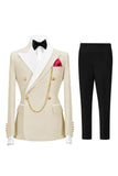 Costumes de bal double boutonnage Champagne Peak pour hommes à revers de 2 pièces