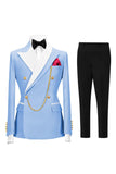 Costumes de bal double boutonnage Champagne Peak pour hommes à revers de 2 pièces