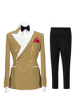 Costumes de bal double boutonnage Champagne Peak pour hommes à revers de 2 pièces