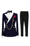 Costumes de bal double boutonnage Champagne Peak pour hommes à revers de 2 pièces