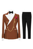 Costumes de bal double boutonnage Champagne Peak pour hommes à revers de 2 pièces