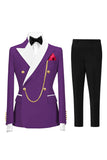 Costumes de bal double boutonnage Champagne Peak pour hommes à revers de 2 pièces