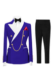 Costumes de bal double boutonnage Champagne Peak pour hommes à revers de 2 pièces