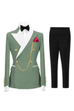 Costumes de bal double boutonnage Champagne Peak pour hommes à revers de 2 pièces