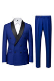 Costumes de bal pour hommes double boutonnage bleu clair en châle double boutonnage