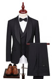 Costumes de bal pour hommes en châle 3 pièces bleu clair à un bouton, un bouton