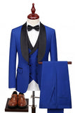 Costumes de bal pour hommes en châle 3 pièces bleu clair à un bouton, un bouton