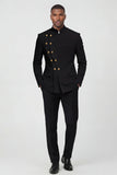 Costumes de bal noirs double boutonnage en deux pièces