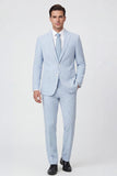 Costumes de fête pour hommes à simple poitrine bleu clair en deux pièces à poing simple
