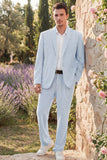 Costumes de fête pour hommes à simple poitrine bleu clair en deux pièces à poing simple