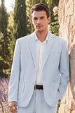 Costumes de fête pour hommes à simple poitrine bleu clair en deux pièces à poing simple