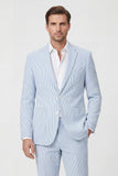 Veste pour hommes à boutonnage simple bleu bleu clair à encoche