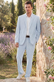Veste pour hommes à boutonnage simple bleu bleu clair à encoche
