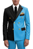 Costumes de bal masculins double boutonnage violet à revers pointé deux pièces