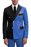 Costumes de bal masculins double boutonnage violet à revers pointé deux pièces
