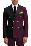 Costumes de bal masculins double boutonnage violet à revers pointé deux pièces