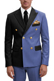 Costumes de bal masculins double boutonnage violet à revers pointé deux pièces