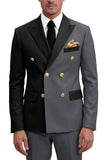 Costumes de bal masculins double boutonnage violet à revers pointé deux pièces