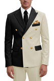 Costumes de bal masculins double boutonnage violet à revers pointé deux pièces