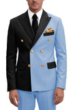 Costumes de bal masculins double boutonnage violet à revers pointé deux pièces