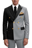 Costumes de bal masculins double boutonnage violet à revers pointé deux pièces