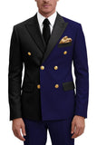 Costumes de bal masculins double boutonnage violet à revers pointé deux pièces