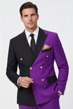 Costumes de bal masculins double boutonnage violet à revers pointé deux pièces