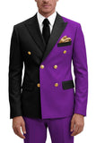 Costumes de bal masculins double boutonnage violet à revers pointé deux pièces