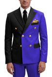 Costumes de bal masculins double boutonnage violet à revers pointé deux pièces