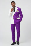 Costumes de bal double boutonnage double boutonnage violets pour hommes