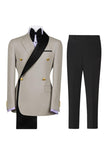 Costumes de bal pour hommes double boutonnage vert sauge à revers à encoche