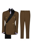 Costumes de bal pour hommes double boutonnage vert sauge à revers à encoche