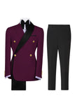 Costumes de bal pour hommes double boutonnage vert sauge à revers à encoche