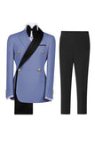 Costumes de bal pour hommes double boutonnage vert sauge à revers à encoche