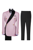 Costumes de bal pour hommes double boutonnage vert sauge à revers à encoche