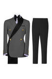Costumes de bal pour hommes double boutonnage vert sauge à revers à encoche