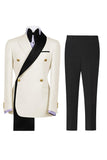 Costumes de bal pour hommes double boutonnage vert sauge à revers à encoche
