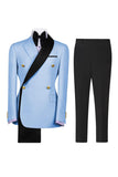 Costumes de bal pour hommes double boutonnage vert sauge à revers à encoche