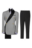 Costumes de bal pour hommes double boutonnage vert sauge à revers à encoche