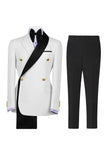 Costumes de bal pour hommes double boutonnage vert sauge à revers à encoche