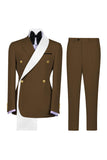 Costumes de bal double boutonnage bleus à revers en deux pièces pour hommes à boutonnage